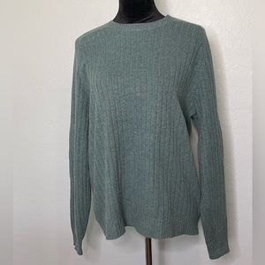 Vintage 90s Lands End Cashmere Pullover Knit Sweater Jade Green Size Medium